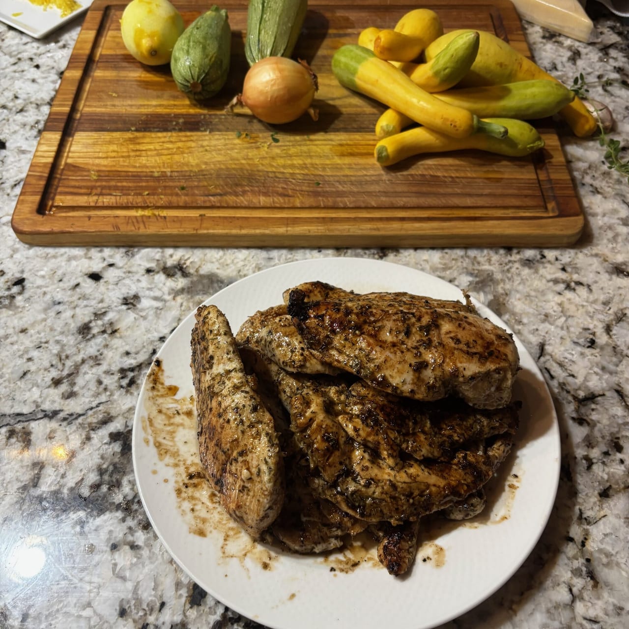 Chicken Lemon and Summer Squash Pasta
