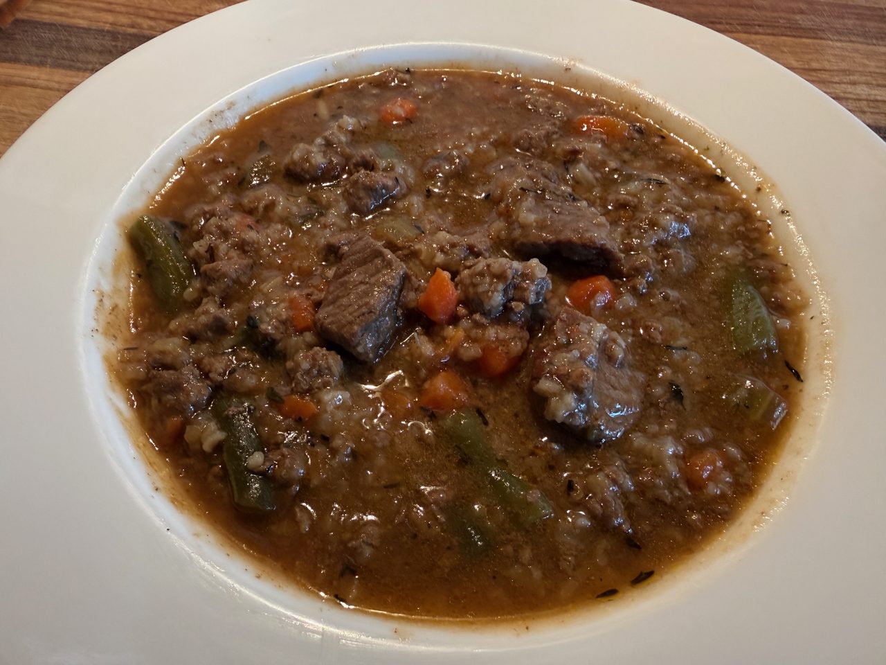 Double-Down Beef & Rice Soup