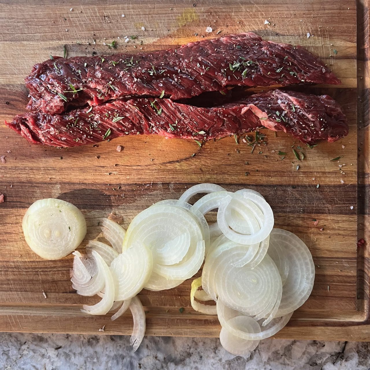 Easy Weeknight Hanger Steak with Roasted Veggies
