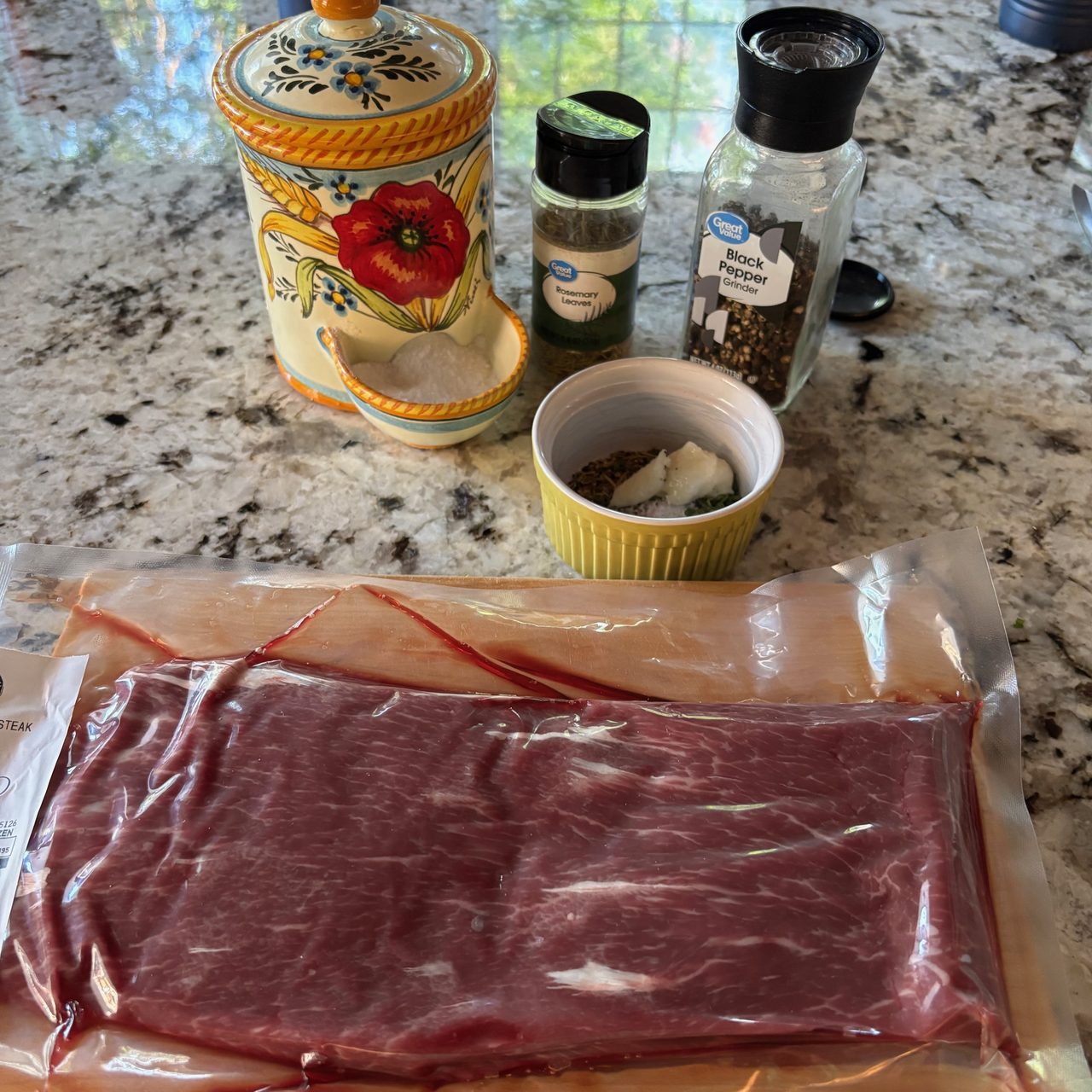 Flat Iron Steak with Rosemary and Garlic Crust