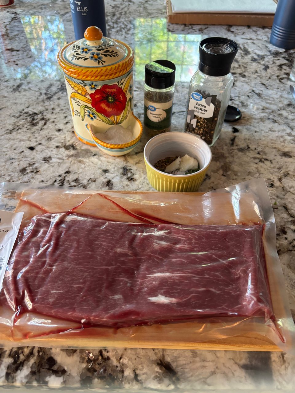 Flat Iron Steak with Rosemary and Garlic Crust