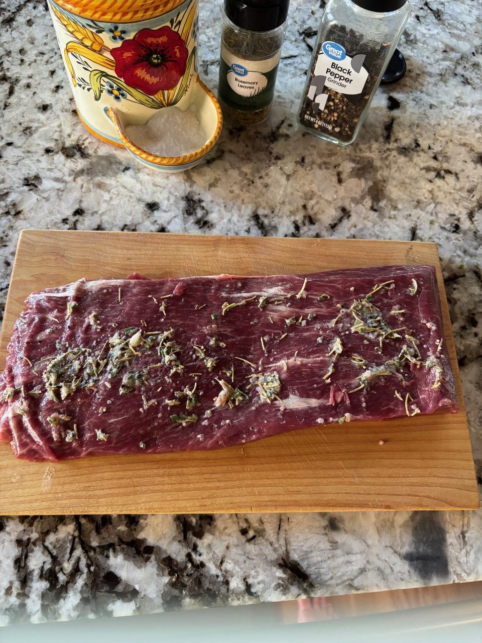 Flat Iron Steak with Rosemary and Garlic Crust