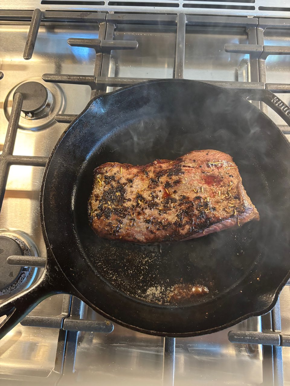 Flat Iron Steak with Rosemary and Garlic Crust