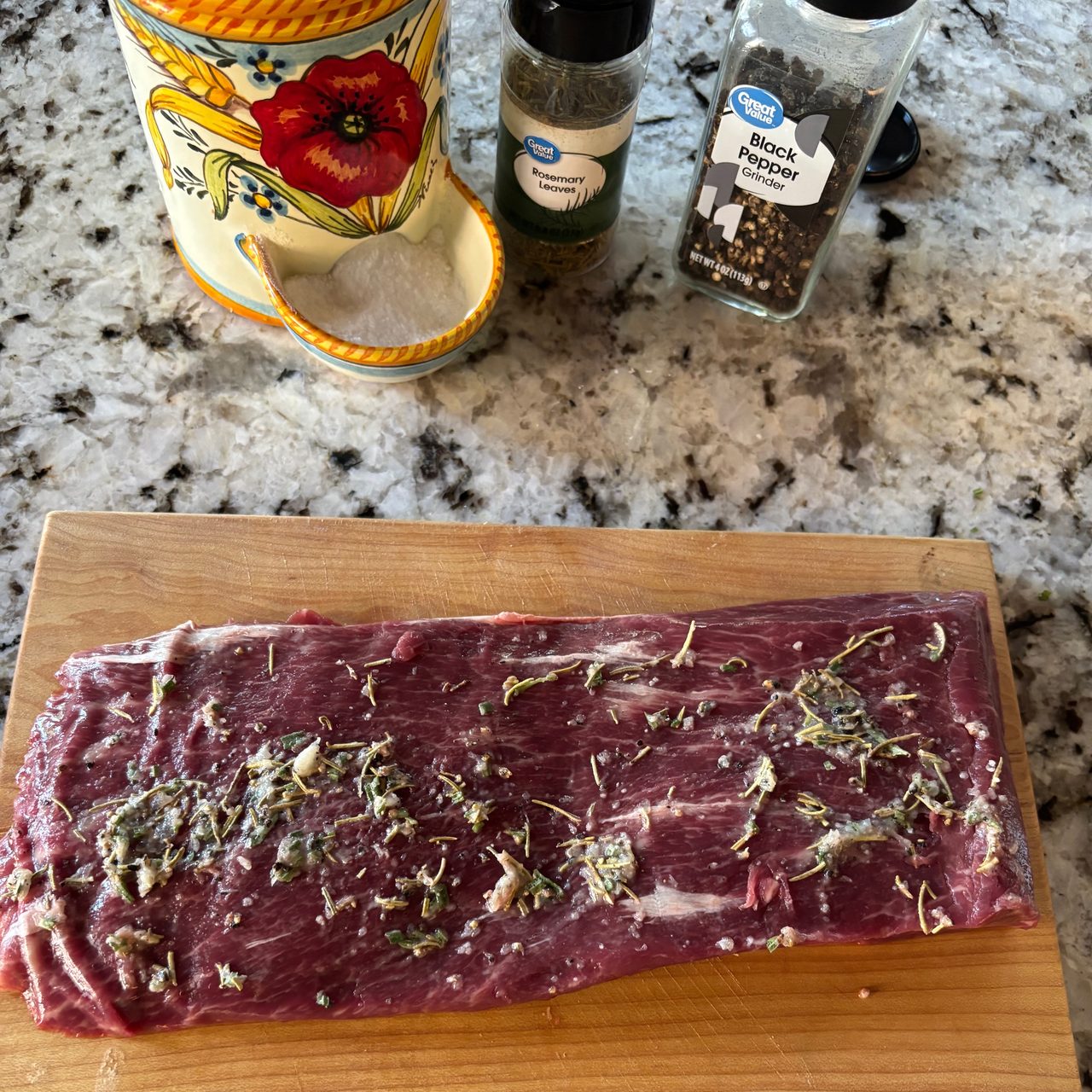 Flat Iron Steak with Rosemary and Garlic Crust