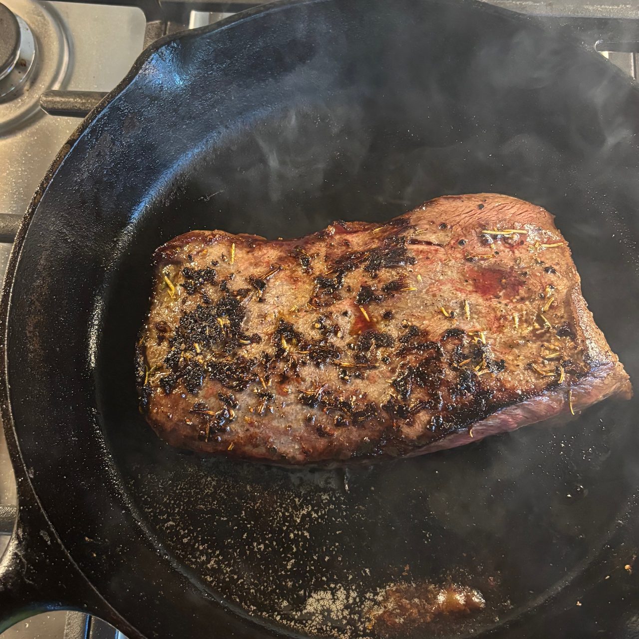 Flat Iron Steak with Rosemary and Garlic Crust