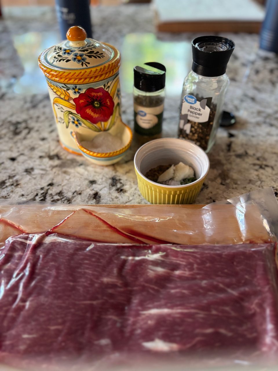 Flat Iron Steak with Rosemary and Garlic Crust