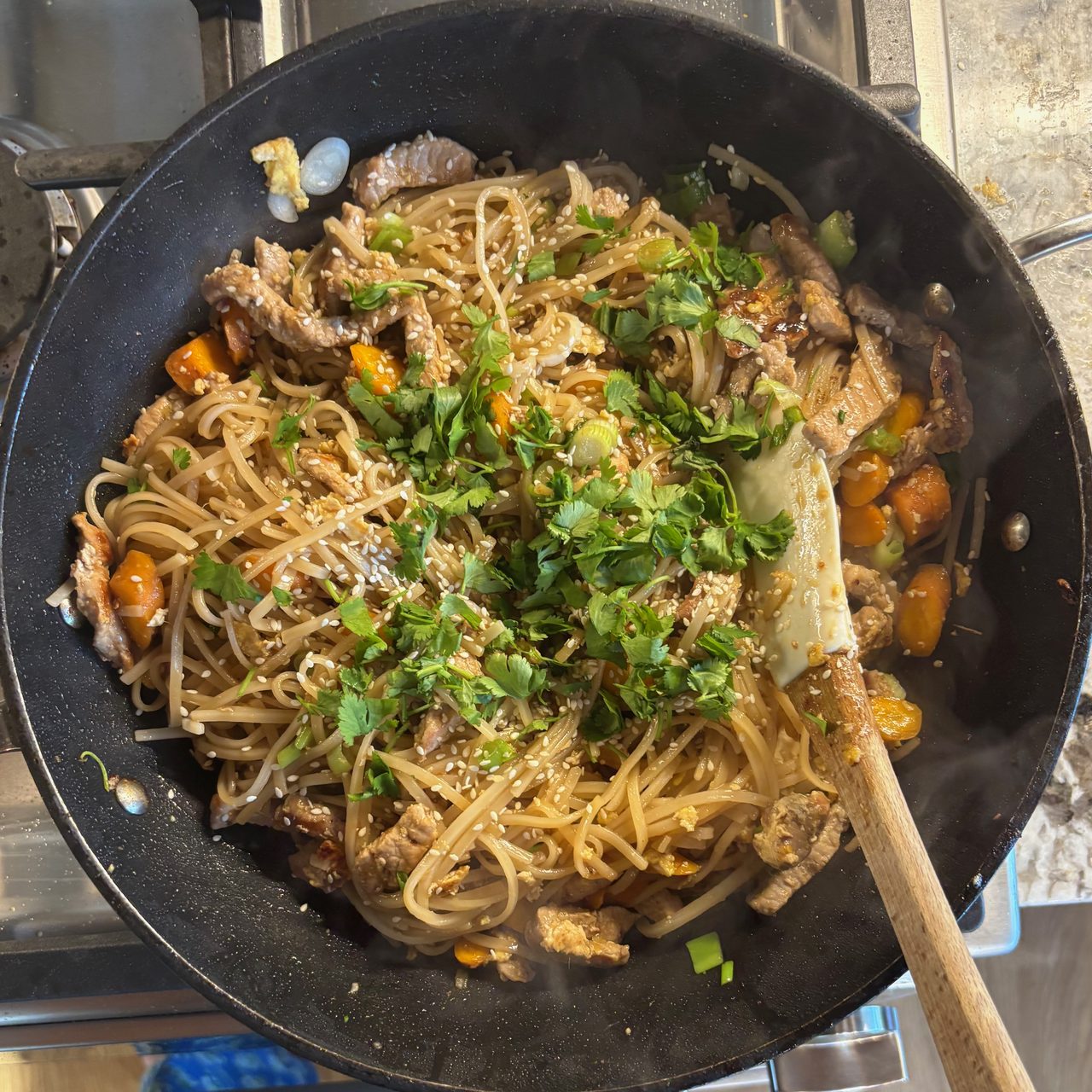 Ginger Soy Pork Stir Fry Noodles