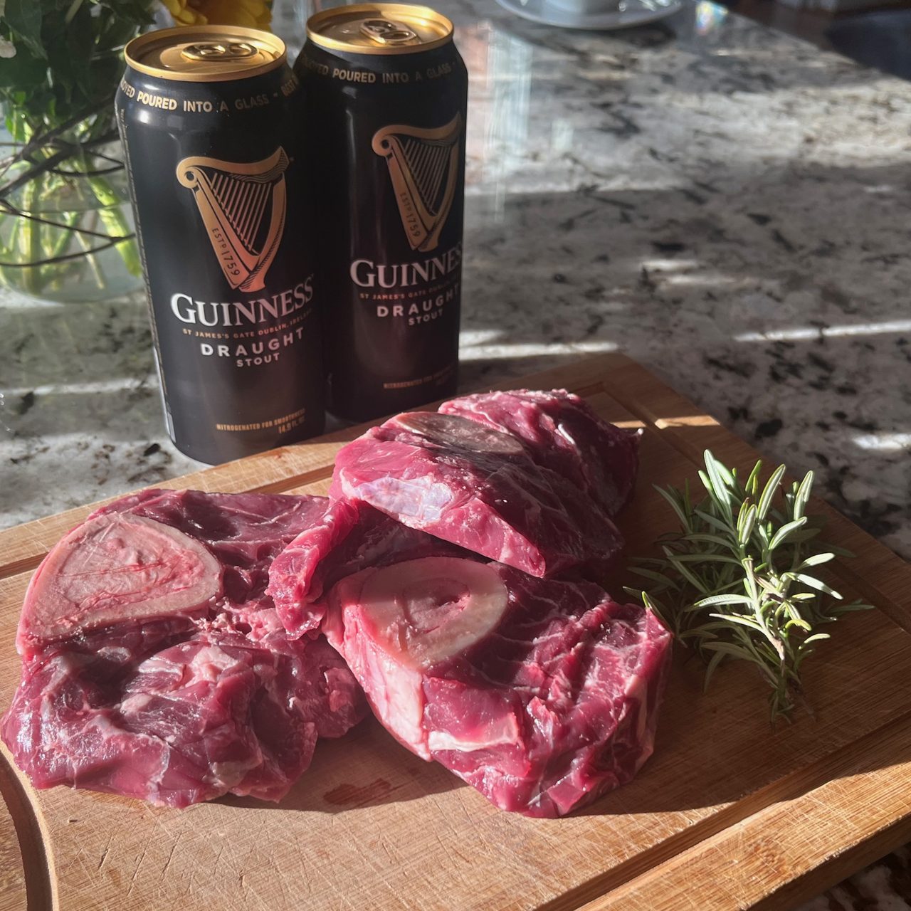 Guinness and Rosemary Beef Shank Steaks