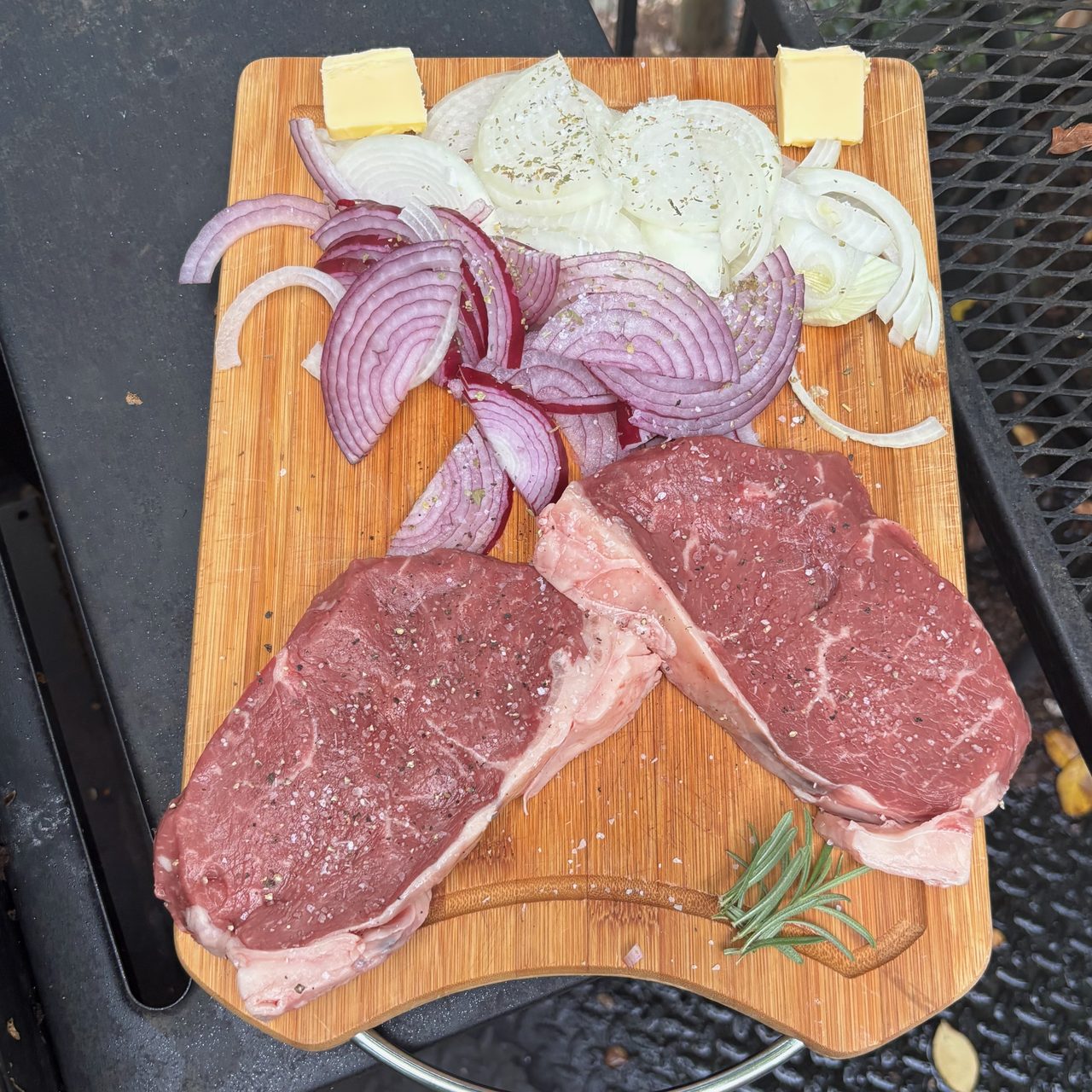 Fast & Simple New York Strip Steaks with Griddled Onions