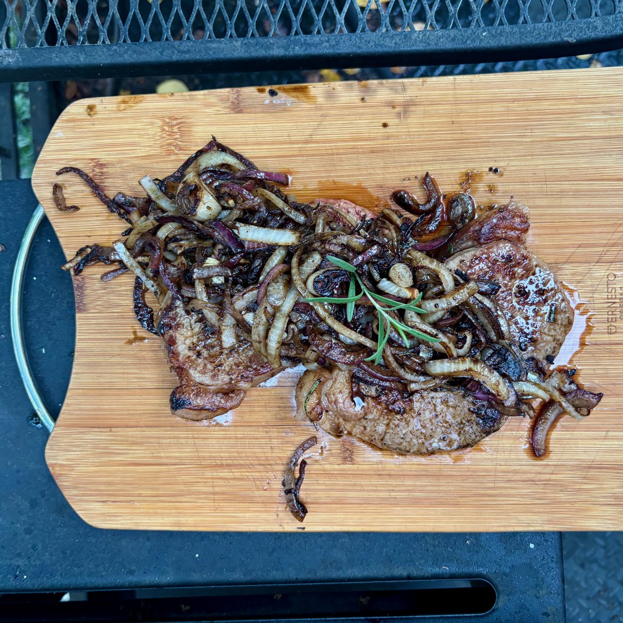 Fast & Simple New York Strip Steaks with Griddled Onions