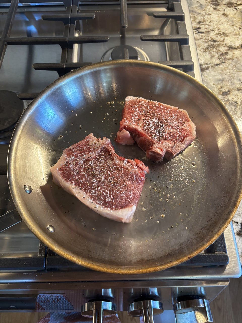 Pork Chops with Cabbage, Balsamic and Basil