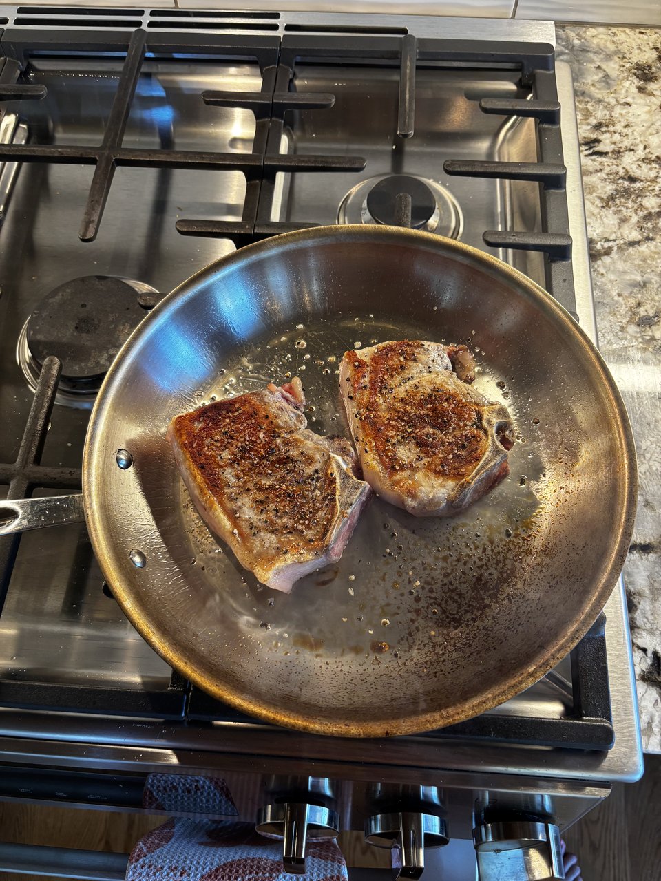 Pork Chops with Cabbage, Balsamic and Basil