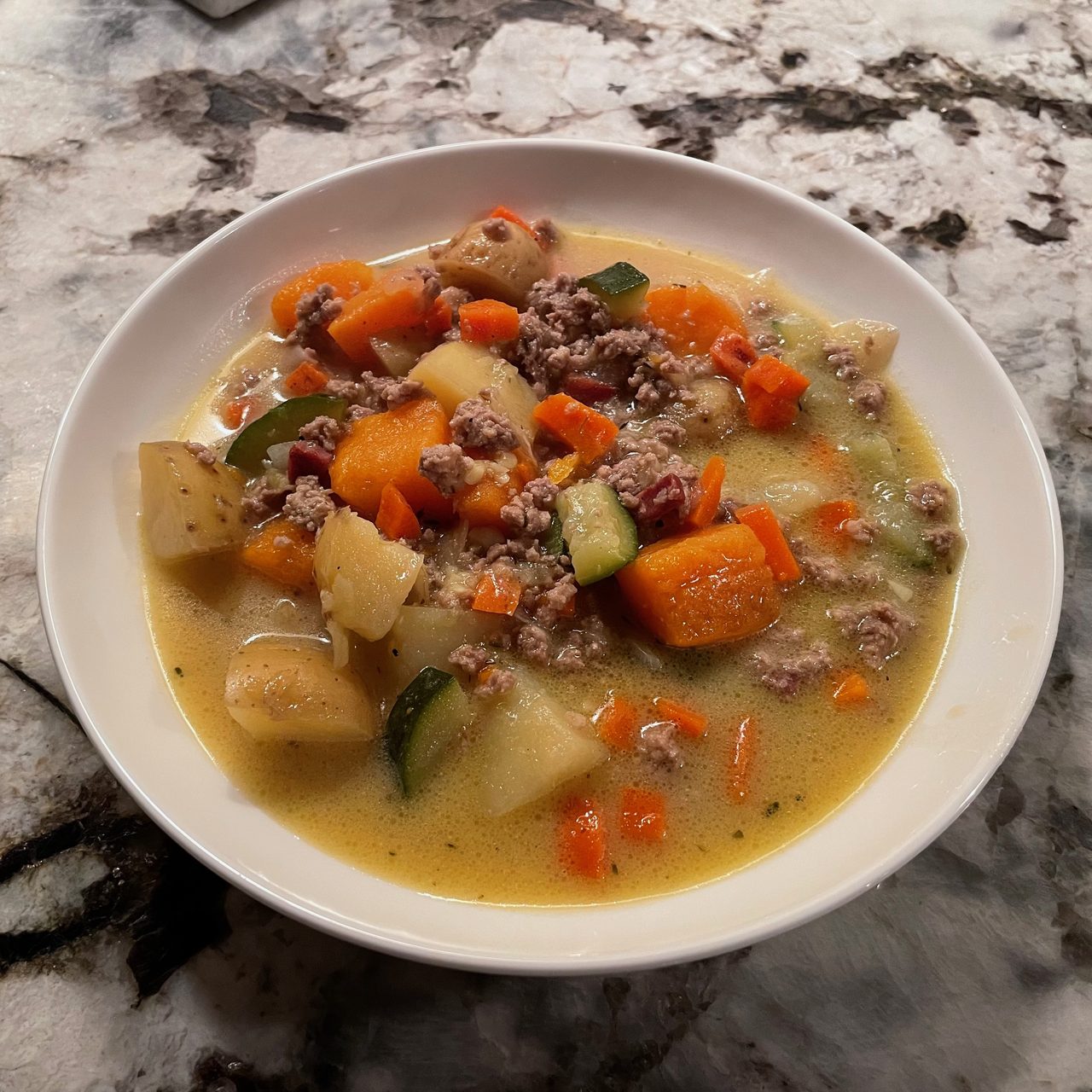 Rich and Creamy Pork and Vegetable Soup