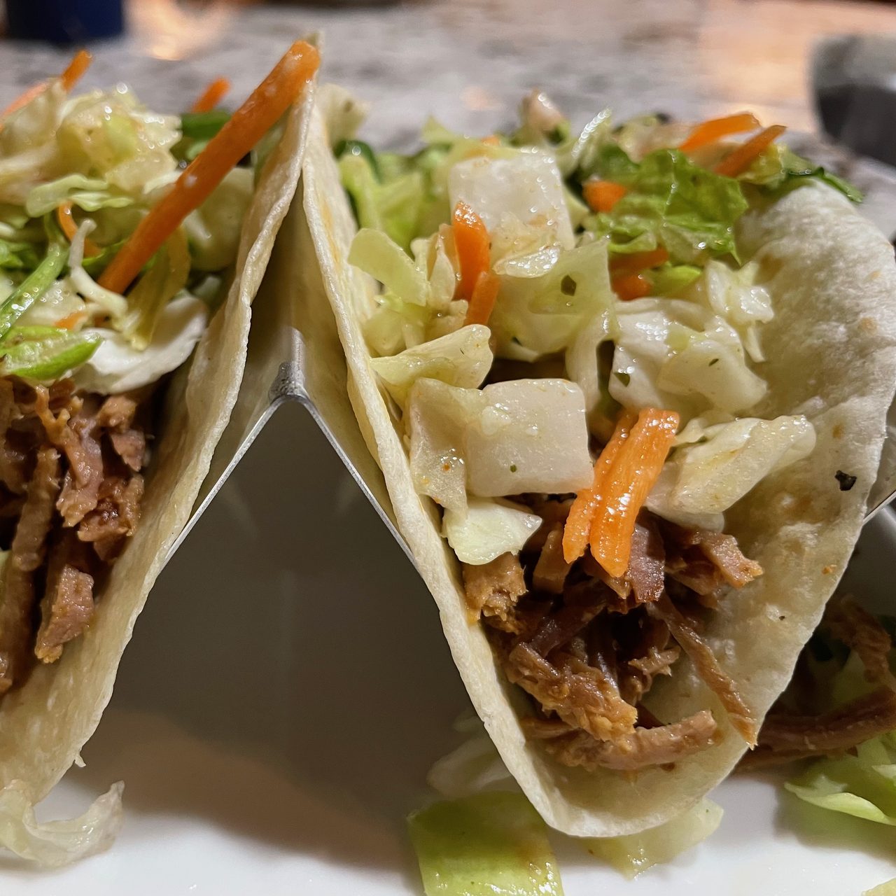 Shredded Pork Street Tacos with Southwestern Salad Slaw