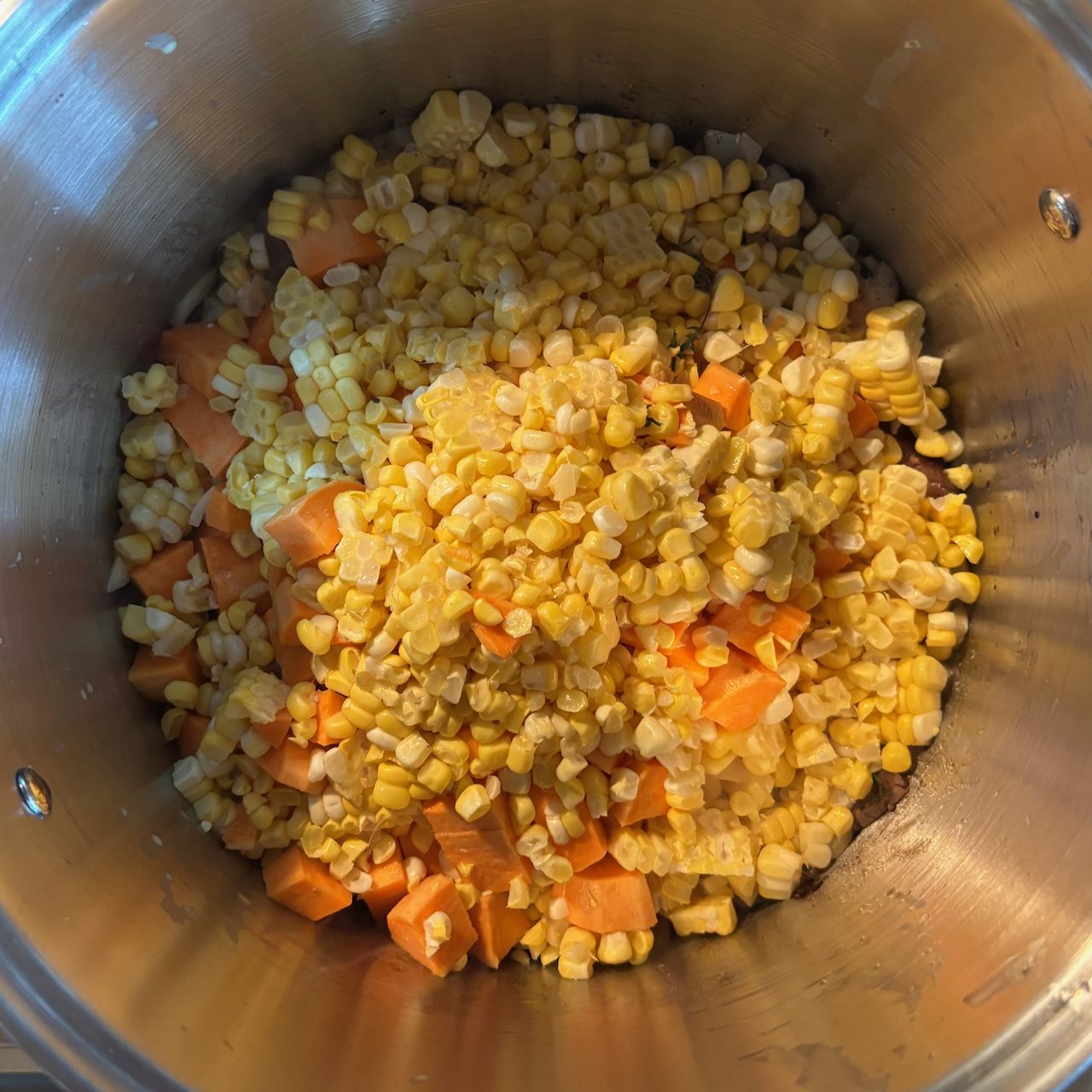 Summer Corn Chowder with Pork Ham Steak