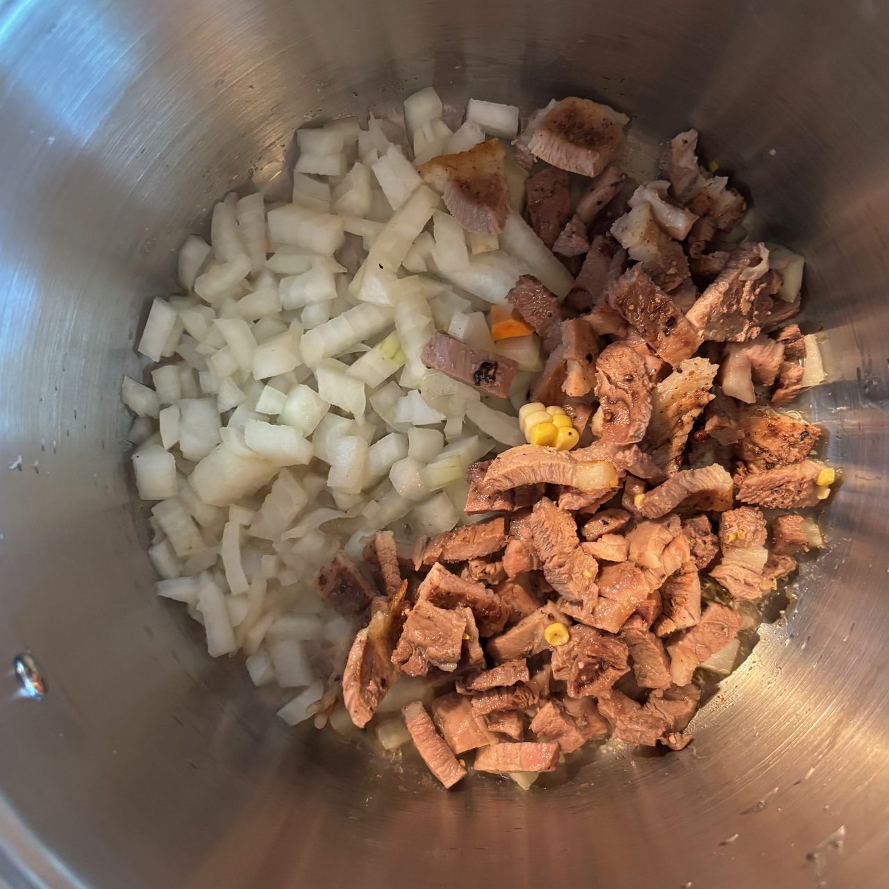 Summer Corn Chowder with Pork Ham Steak