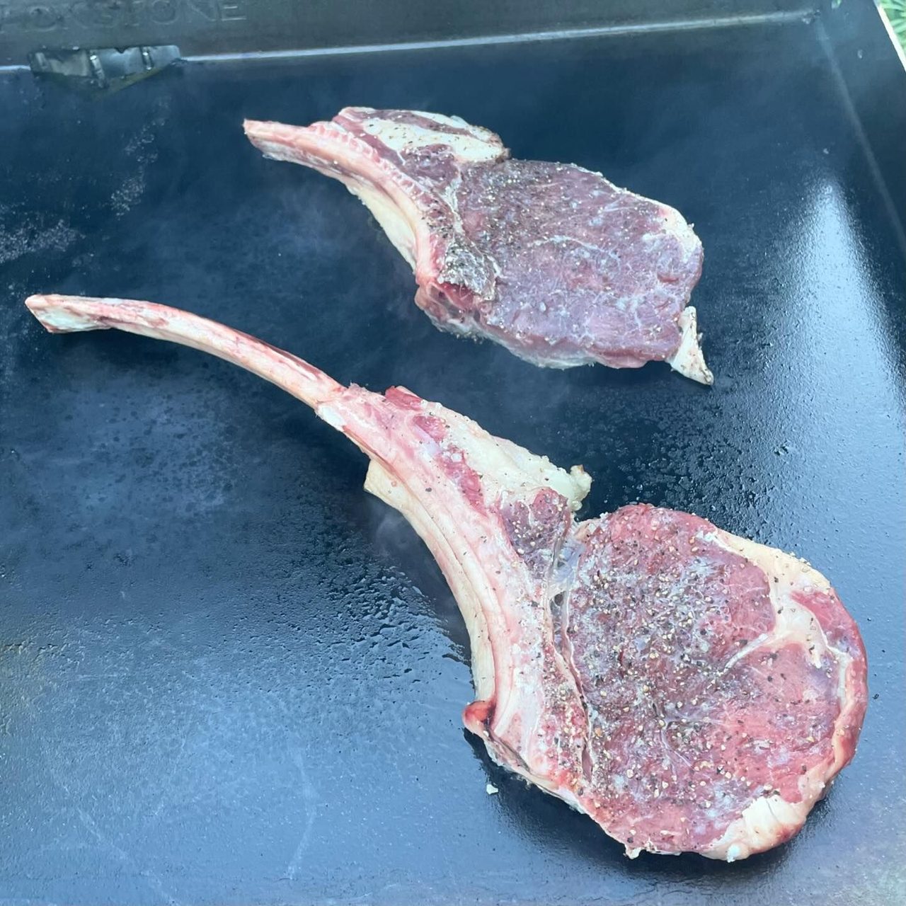 Tomahawk Steaks on the Blackstone!