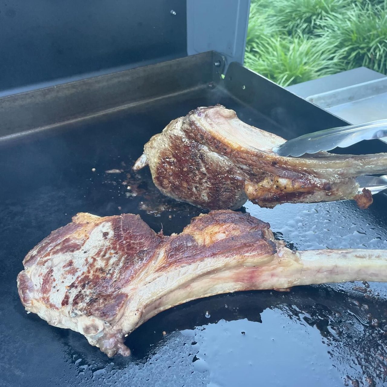 Tomahawk Steaks on the Blackstone!