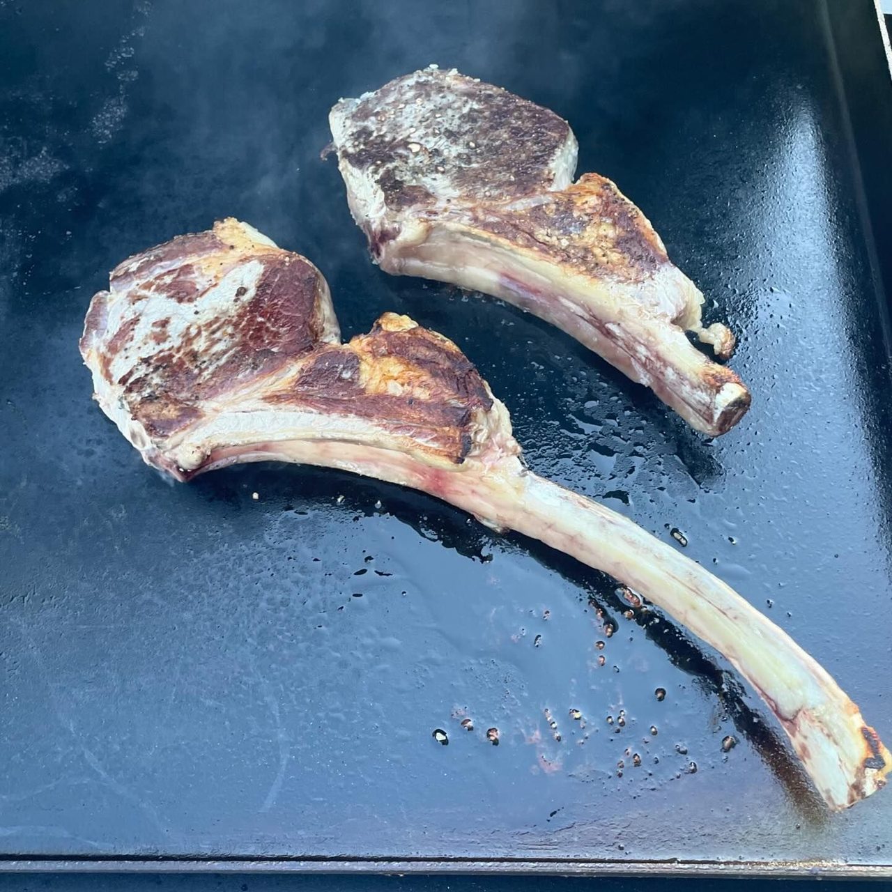 Tomahawk Steaks on the Blackstone!